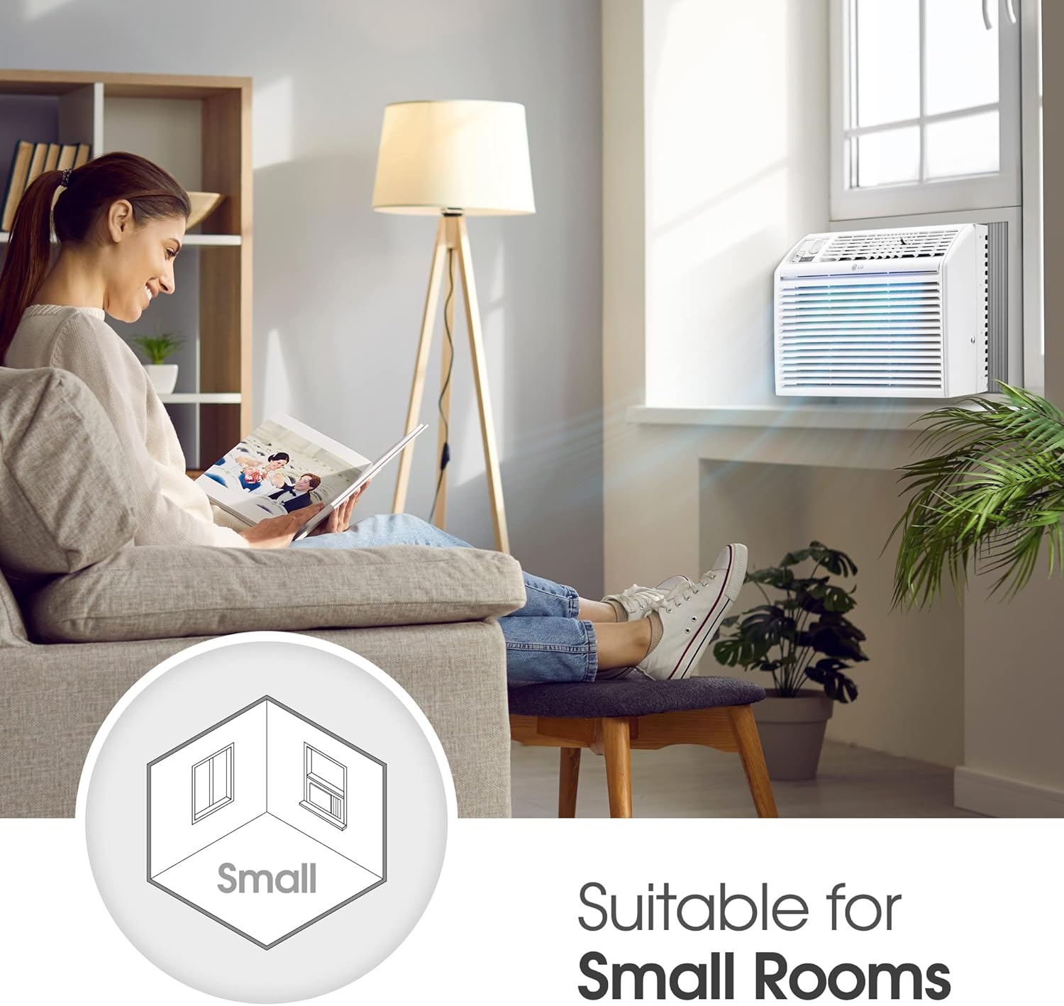 LG 5000 BTU Window Air Conditioners [2023 New] Easy Mechanical Control Ultra-Quiet Compact-size Cools Washable Filter 150 Sq.Ft. for Small Room AC Unit air conditioner Easy Installation wourant