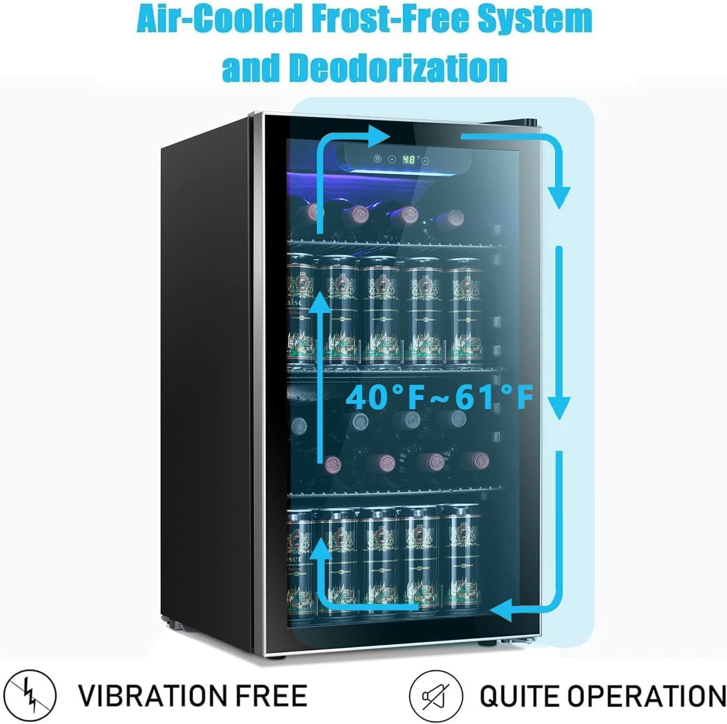 Antarctic Star 26 Bottle 130 Can Wine Cooler Cabinet Beverage Refrigerator Mini Wine Cellar wourant