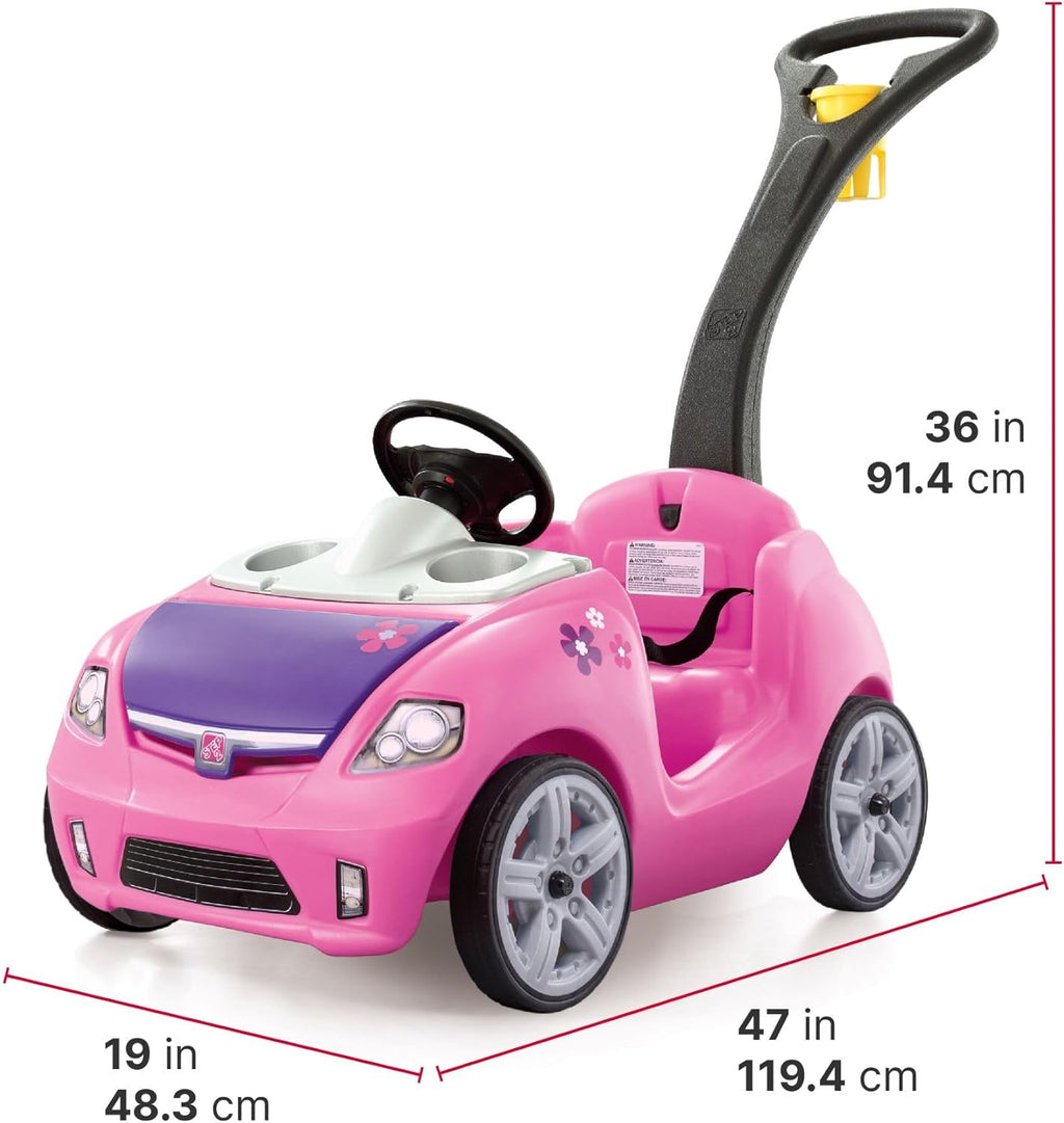 Step2 Whisper Ride II Ride On Push Toy Car Pink Ride On Car Seat Belt Easy Storage Transport wourant