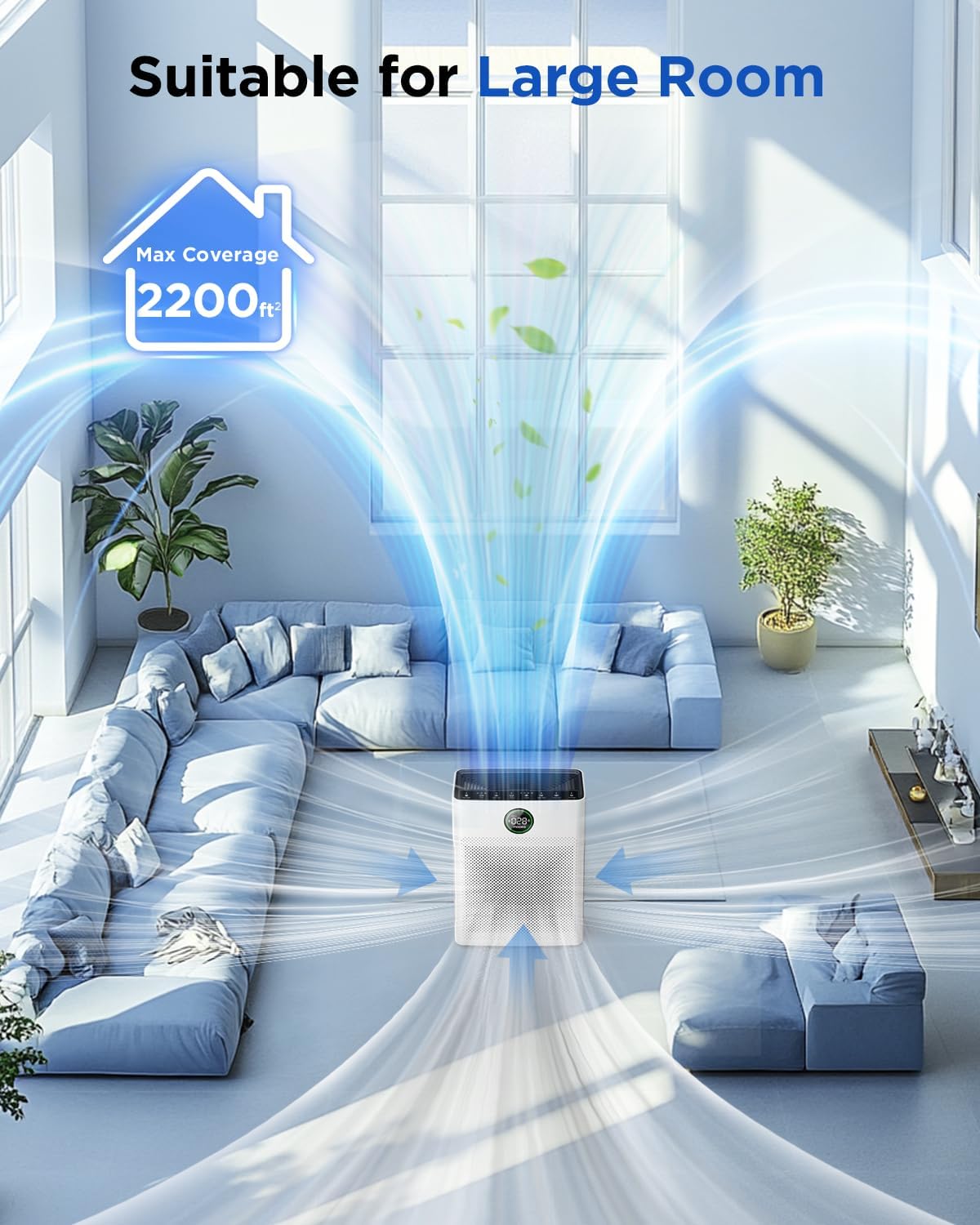 Air Purifiers for Home Large Room up to 2200sq.ft, MOOKA Air purifier for Home Pets with Washable Filter wourant