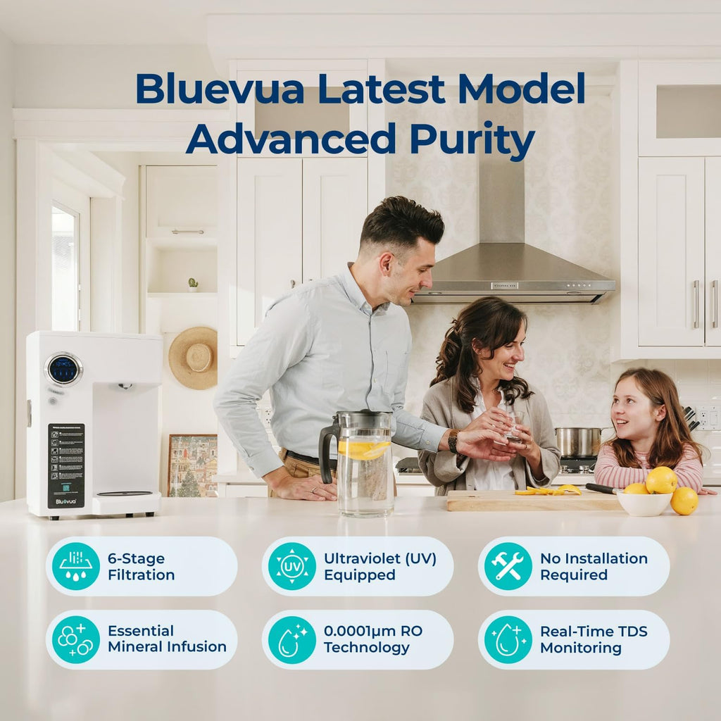 Bluevua RO100ROPOT-UV Reverse Osmosis System Countertop Water Purifier - 6-stage purification with UV and remineralization, reverse osmosis filtration wourant
