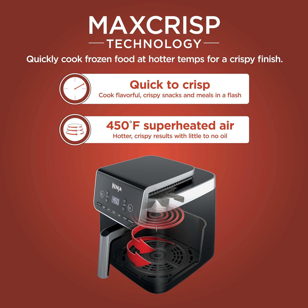 Ninja Air Fryer Pro 4-in-1 with 5 QT Capacity, Air Fry, Roast, Reheat, Dehydrate, Air Crisp Technology with 400F for hot, 120 Volts, Nonstick Basket & Crisper Plate, Grey, AF141 wourant