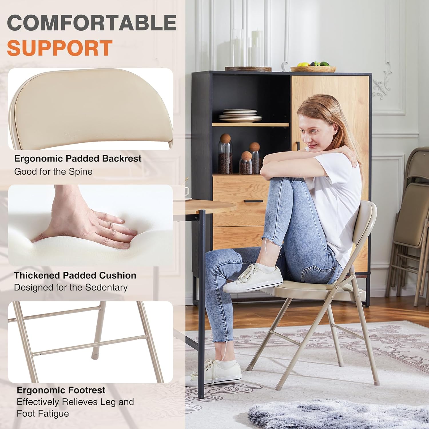Sweetcrispy Folding Chair 12 Pack, Leather Padded Folding Chairs, Sturdy Metal Foldable Chairs wourant