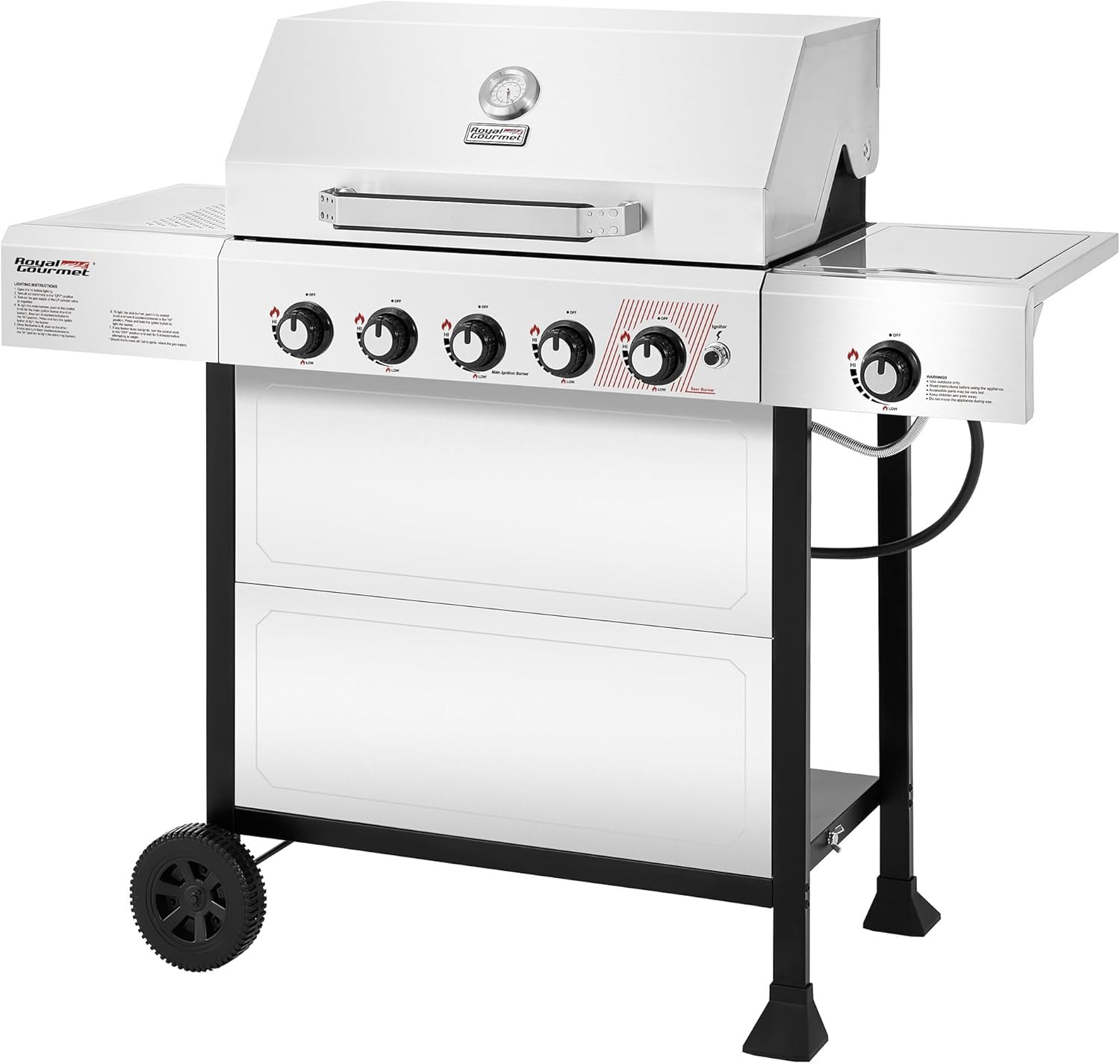 Royal Gourmet GA5401T 5-Burner BBQ Liquid Propane Gas Grill Stainless Steel 61000 BTU Output wourant
