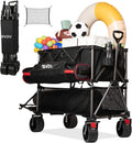 Double-decker cart, 500 lb capacity, 400 liter foldable cart, all-terrain wheels, 46" extra-long extension cart, foldable cart wourant