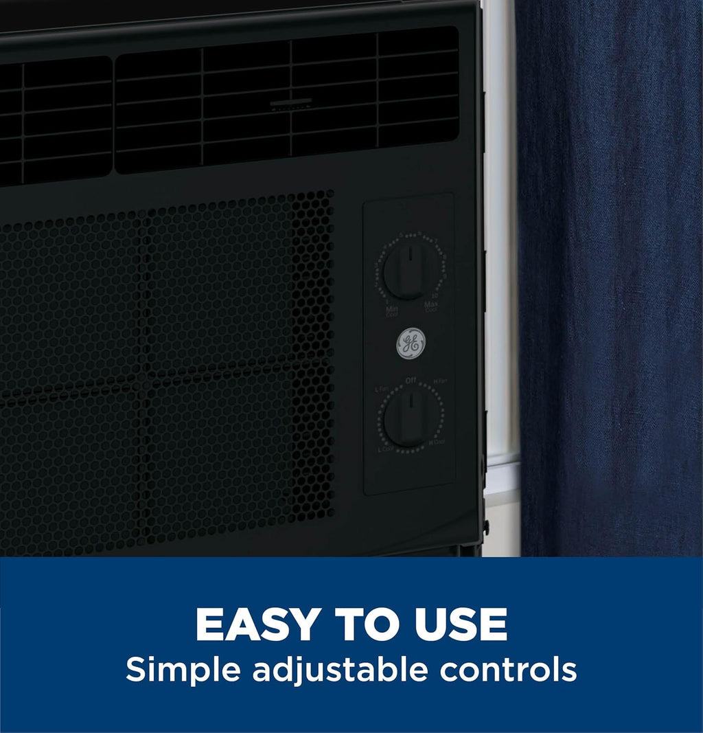 GE Window Air Conditioner Unit, 6,000 BTU for Small Rooms up to 250 sq ft. with Adjustable Fan and Cooling Settings, Perfect for Small Bedroom or Living Room, Easy Install Kit Included, White wourant