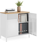 SONGMICS Storage Cabinet, Metal Cabinet, Sideboard with 2 Doors, 15.7 x 31.5 x 29.9 Inches, Magnetic Closure, Adjustable Shelf, Steel Frame, Rustic Brown and Black ULSC102B01 wourant
