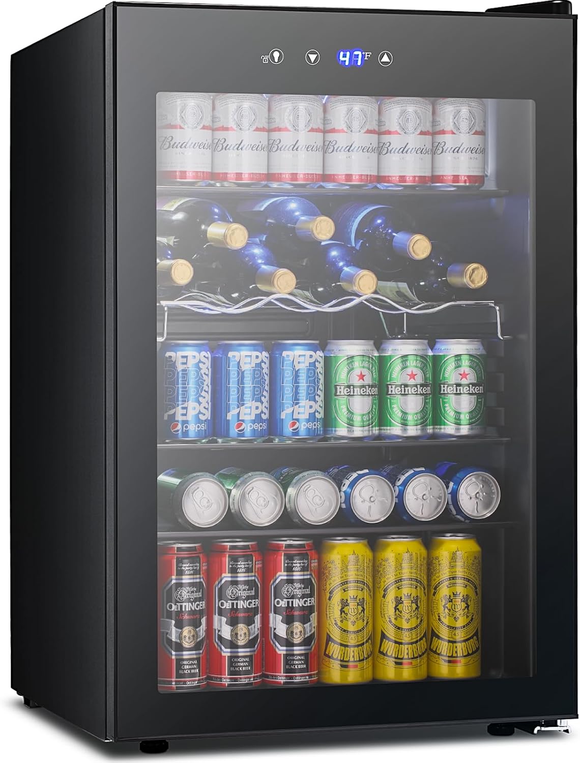 Mini Fridge 130 Can Beverage Refrigerator Cooler, 3.2 Cu.Ft Drink Fridge for Soda Wine Beer, Adjustable Temperature Control for Home Office, Black wourant