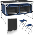 Outdoor Folding Table Aluminum Lightweight Height Adjustable with Storage Organizer for BBQ, Party, Camping wourant
