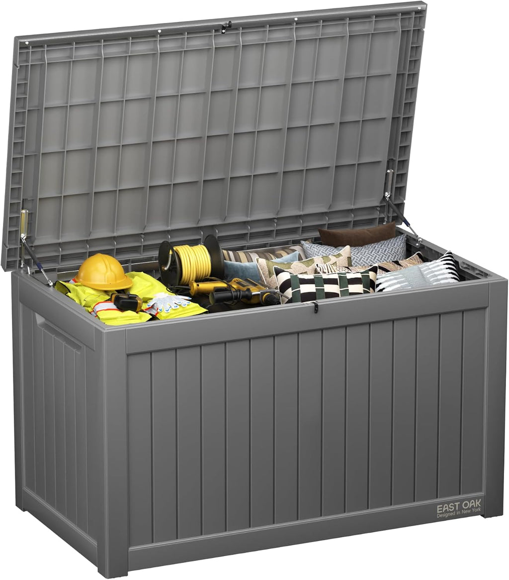 EAST OAK Outdoor Storage Box, 60 Gallon Deck Box Indoor and Outdoor Use, Waterproof Resin Storage Bin wourant
