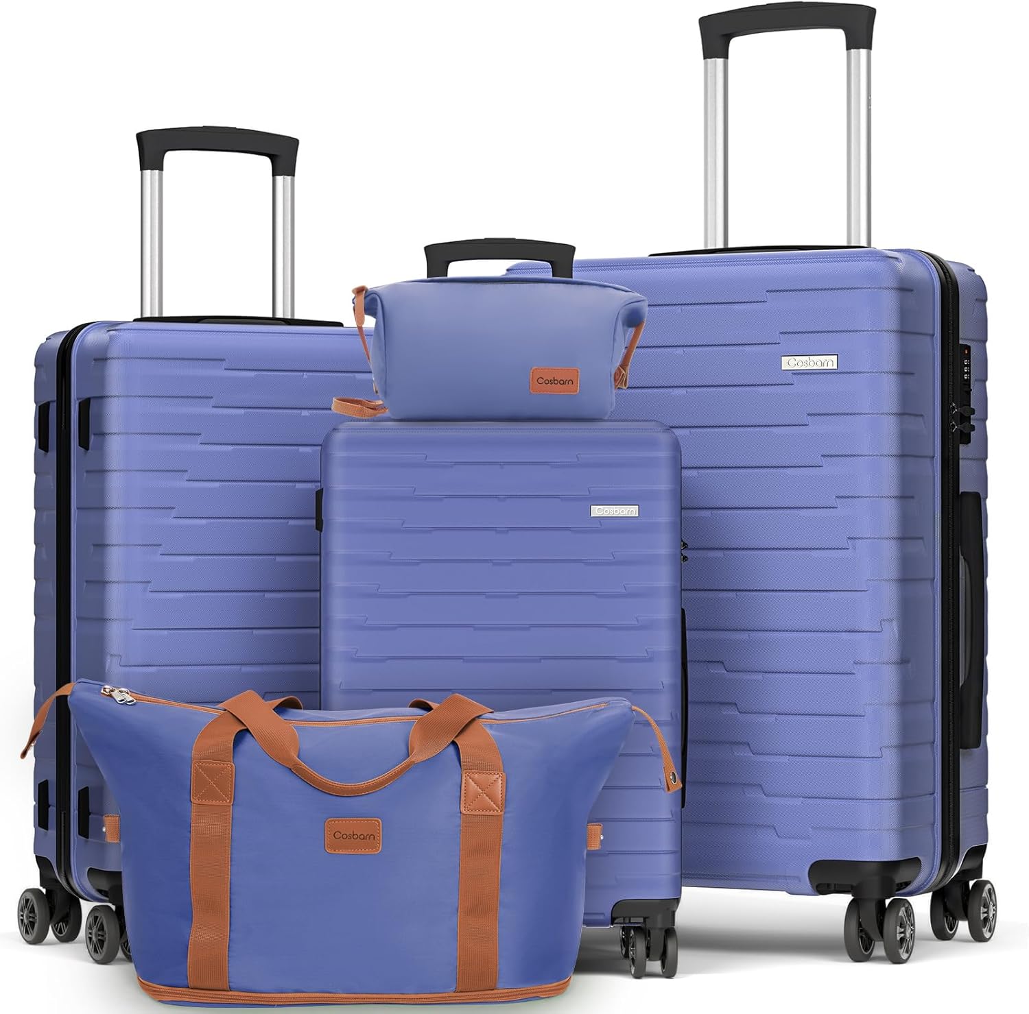 5-piece luggage set with wheels, ABS hardshell suitcase with spinner wheels wourant