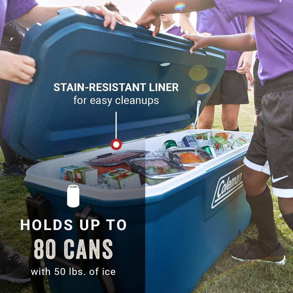 Coleman Insulated Portable Rolling Cooler with Wheels, Leak-Proof Outdoor Hard Cooler, Keeps Ice for Up to 5 Days, 100 Quart wourant