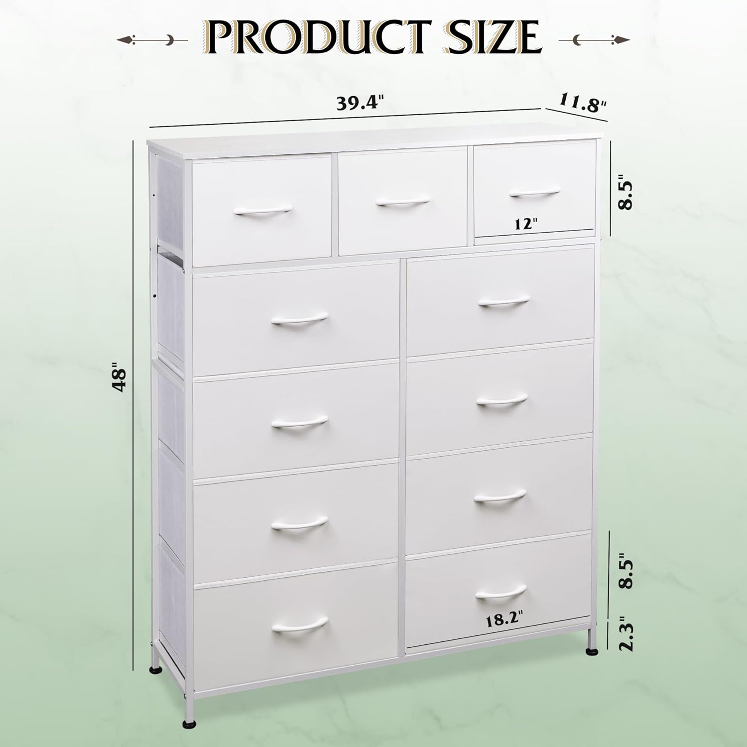 Storage Organizer Unit with 11 Fabric Bins, Storage Drawers Organizer with Steel Frame, Tall Storage Tower Organizaton wourant