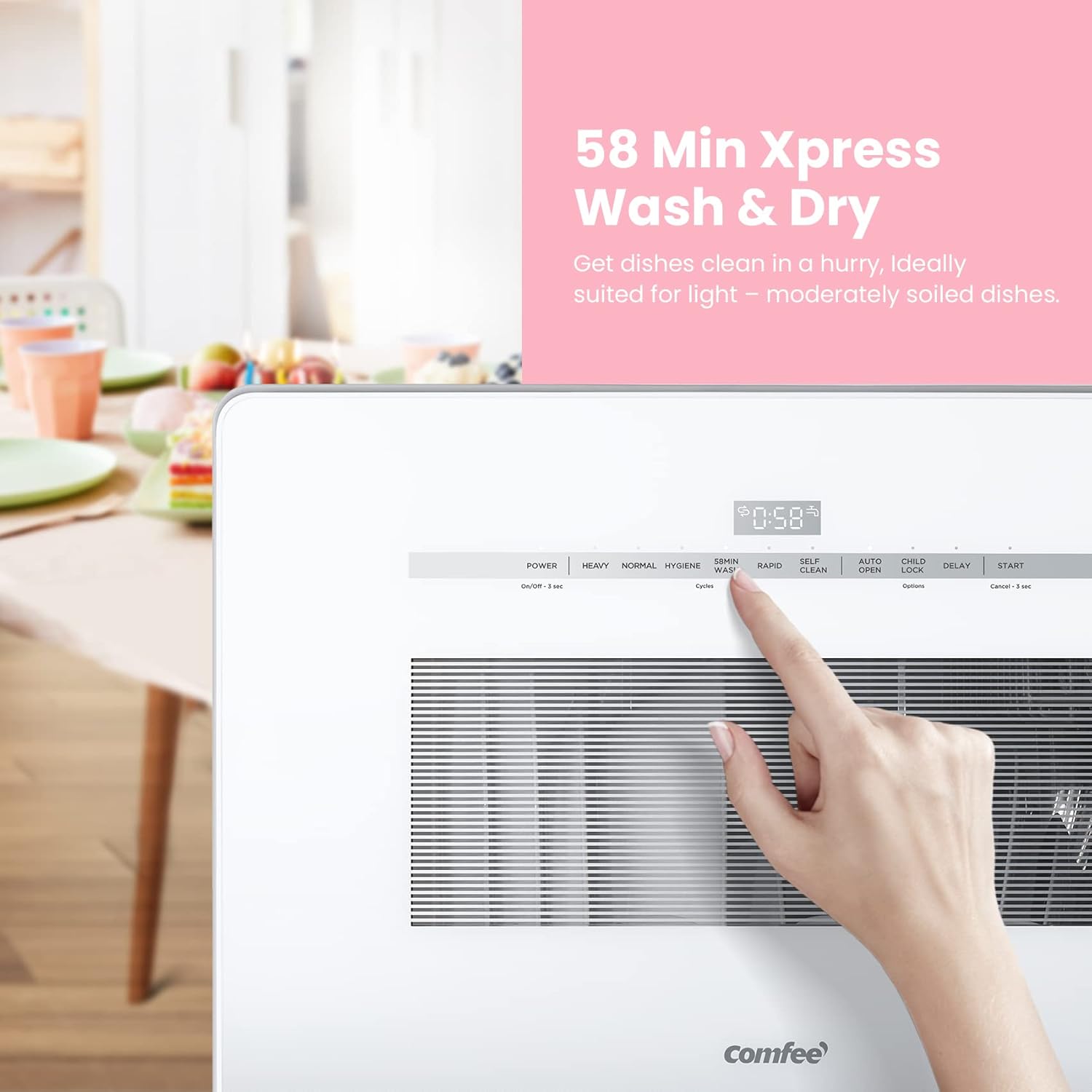 COMFEE' Portable Mini Dishwasher Countertop with 5L Built-in Water Tank for Apartments& RVs wourant