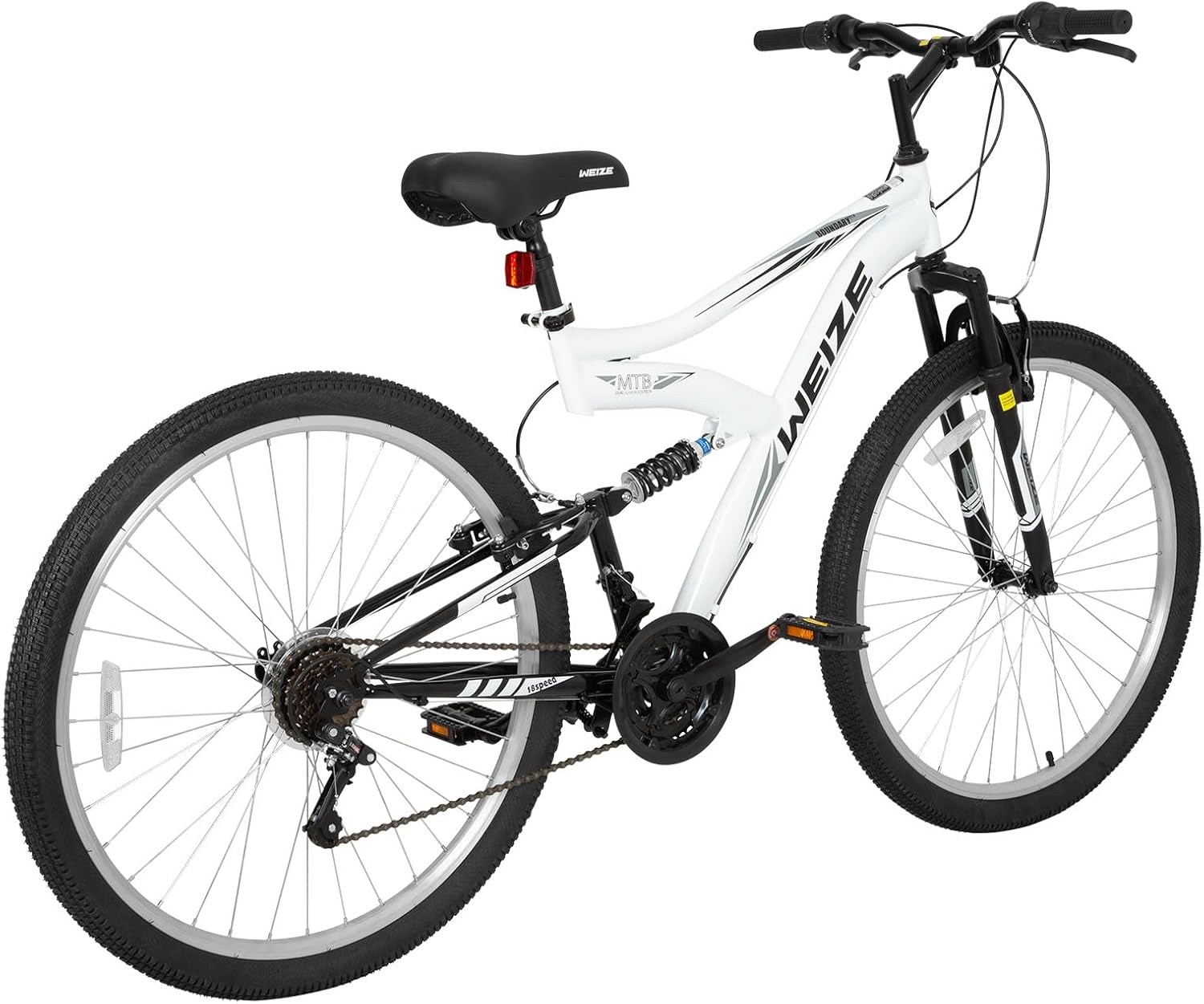WEIZE Mountain Bike, 26 27.5 inch Outdoor Hybrid Bikes,18-Speed/High-Carbon Steel/Dual Full Suspension, Adjustable Ergonomic Seat for Men Women Adult, MTB Bicycle with Suspension Fork,Sleek Colors wourant