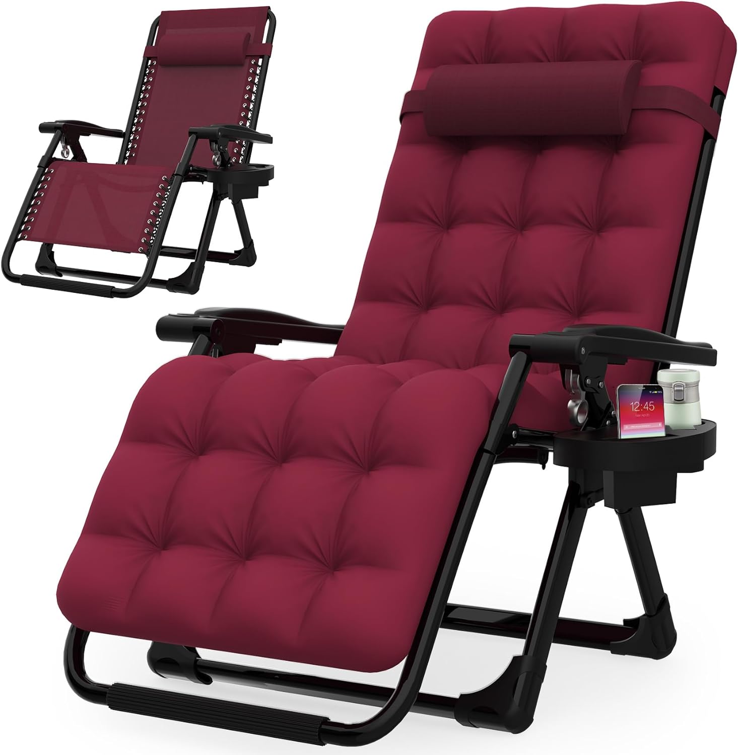 Indoor and outdoor patio chair folding lounge chair zero gravity chair with removable cushion camping lounge chair wourant