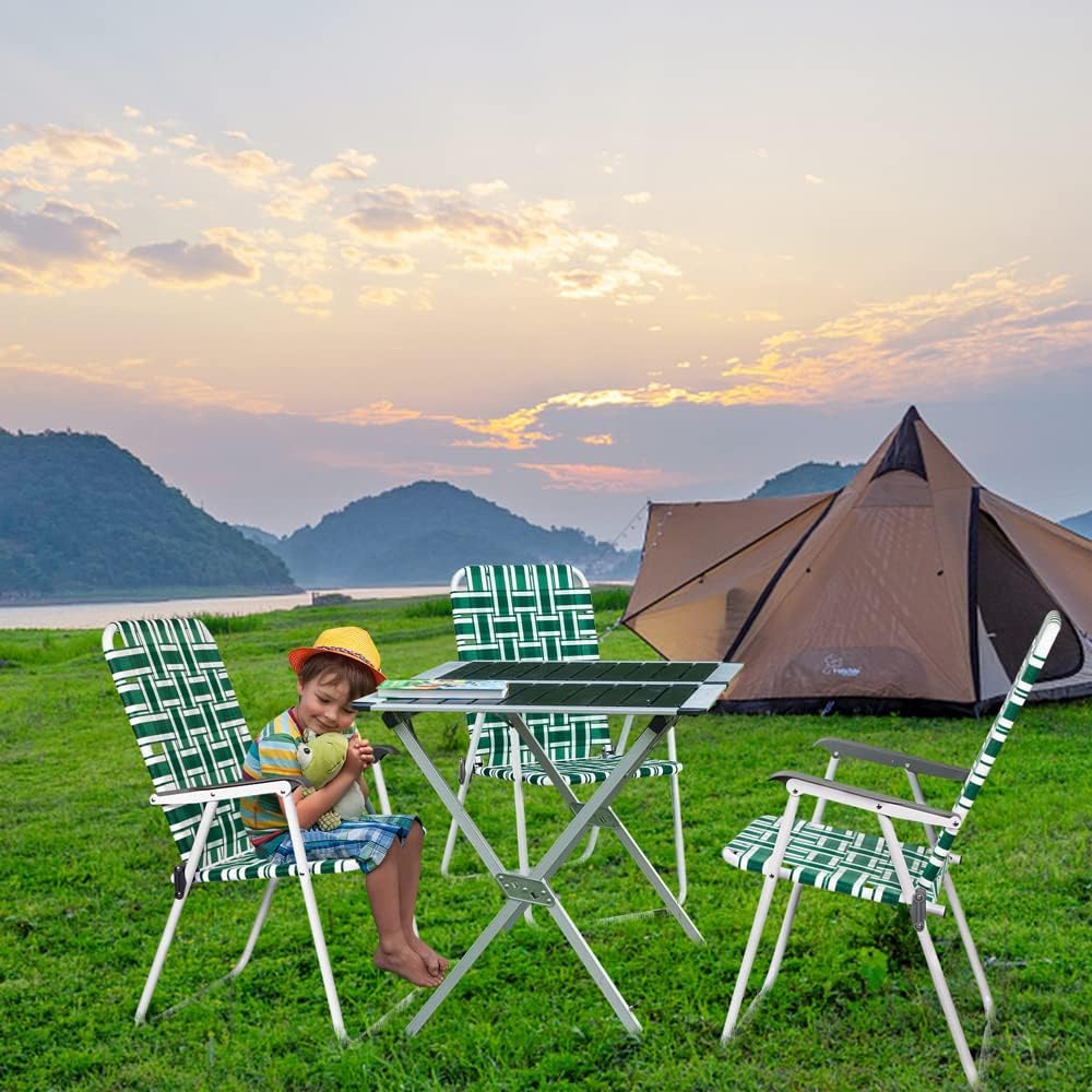 VINGLI Patio Lawn Webbed Folding Chairs Set of 2, Outdoor Beach Portable Lawn Chair Camping Chair Beach Chair wourant