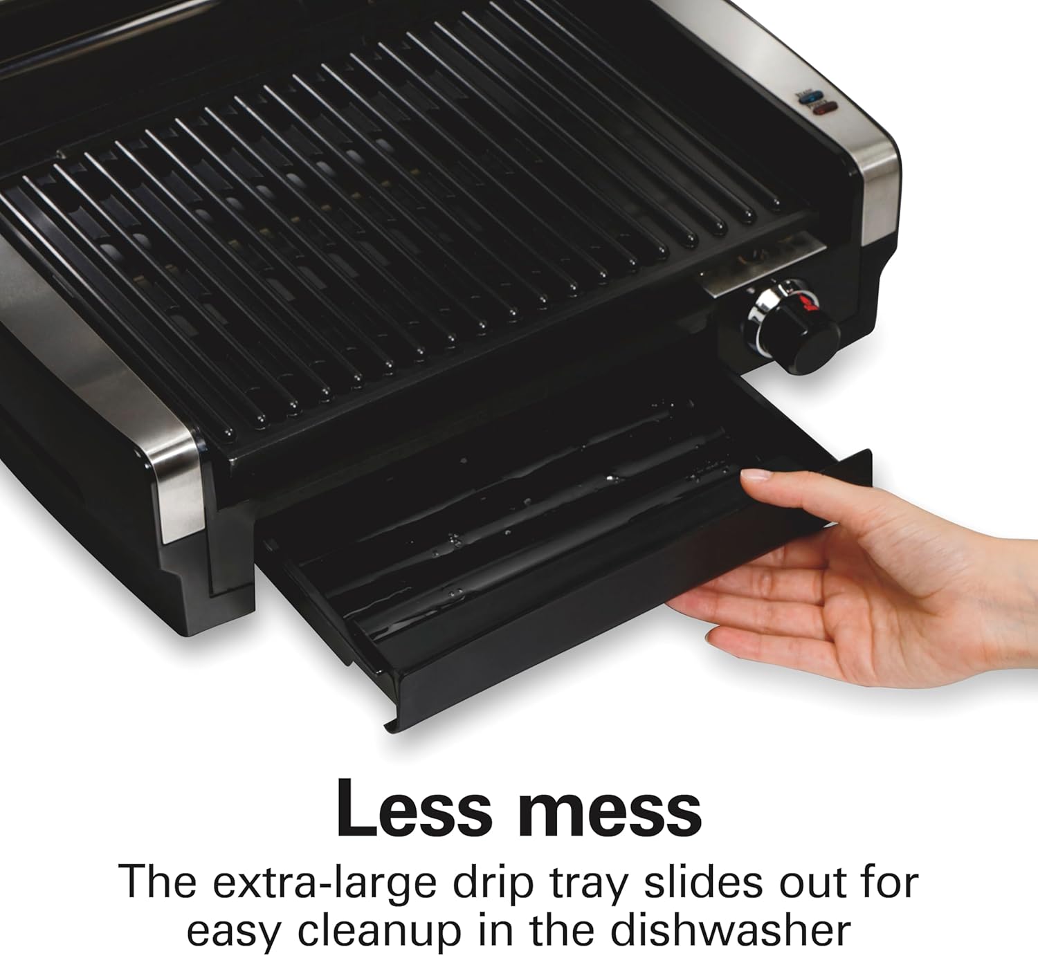 Indoor electric grill with viewing window, adjustable to 450°F, serves 6 people wourant
