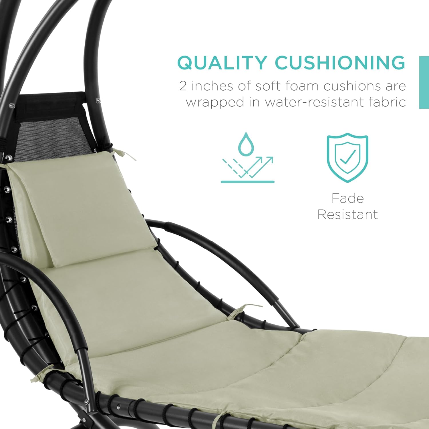Best Choice Products Outdoor Hanging Curved Steel Chaise Lounge Chair Swing w/Built-in Pillow and Removable Canopy - Teal wourant