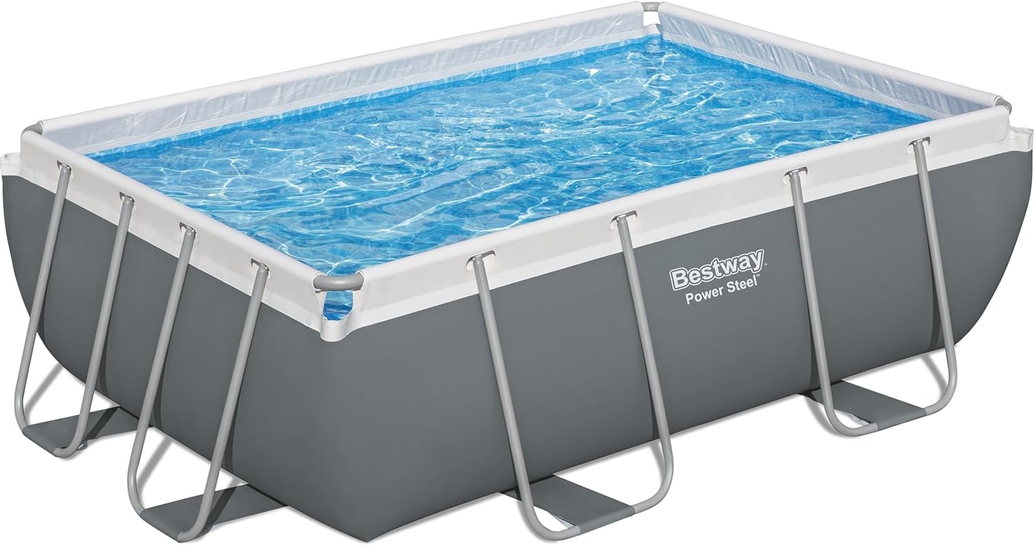 Power Steel 14' x 8'2" x 39.5" Oval Above Ground Pool Set | Includes 530gal Filter Pump, Ladder, ChemConnect Dispener wourant