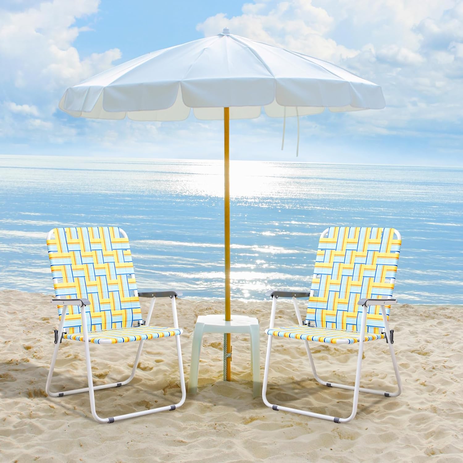VINGLI Patio Lawn Webbed Folding Chairs Set of 2, Outdoor Beach Portable Lawn Chair Camping Chair Beach Chair wourant