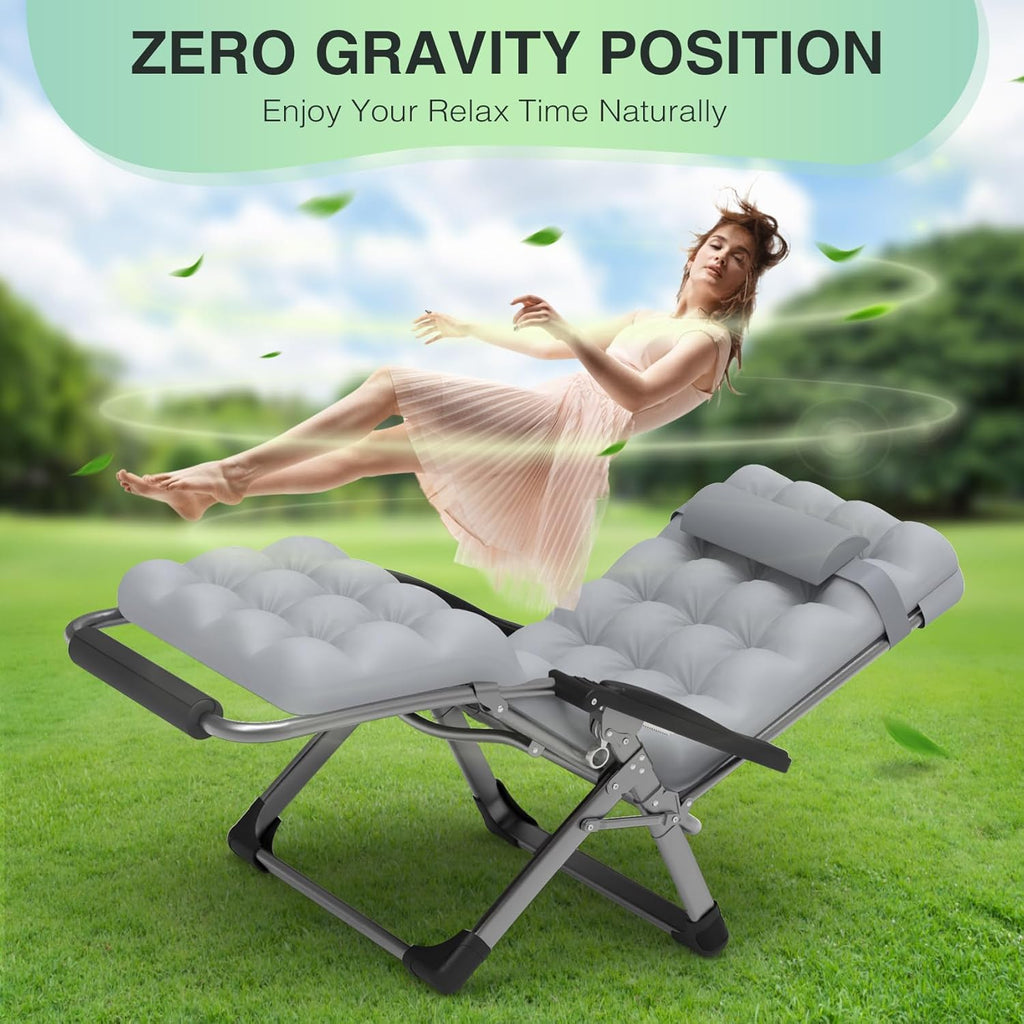 Indoor and outdoor patio chair folding lounge chair zero gravity chair with removable cushion camping lounge chair wourant