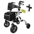500lbs Walkers for Seniors Foldable, Heavy Duty Tall Walker with Seat, 10" Front Rubber Wheels, Outdoor Rollator All Terrain, Folding Walker, Cup and Cane Holder, Fits Height 5'6" ~ 7'5", Silver wourant