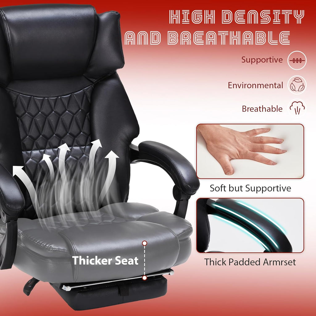 Massage Office Chair with Footrest 6 Point Vibration and Heating Home Executive Office Desk Chair wourant