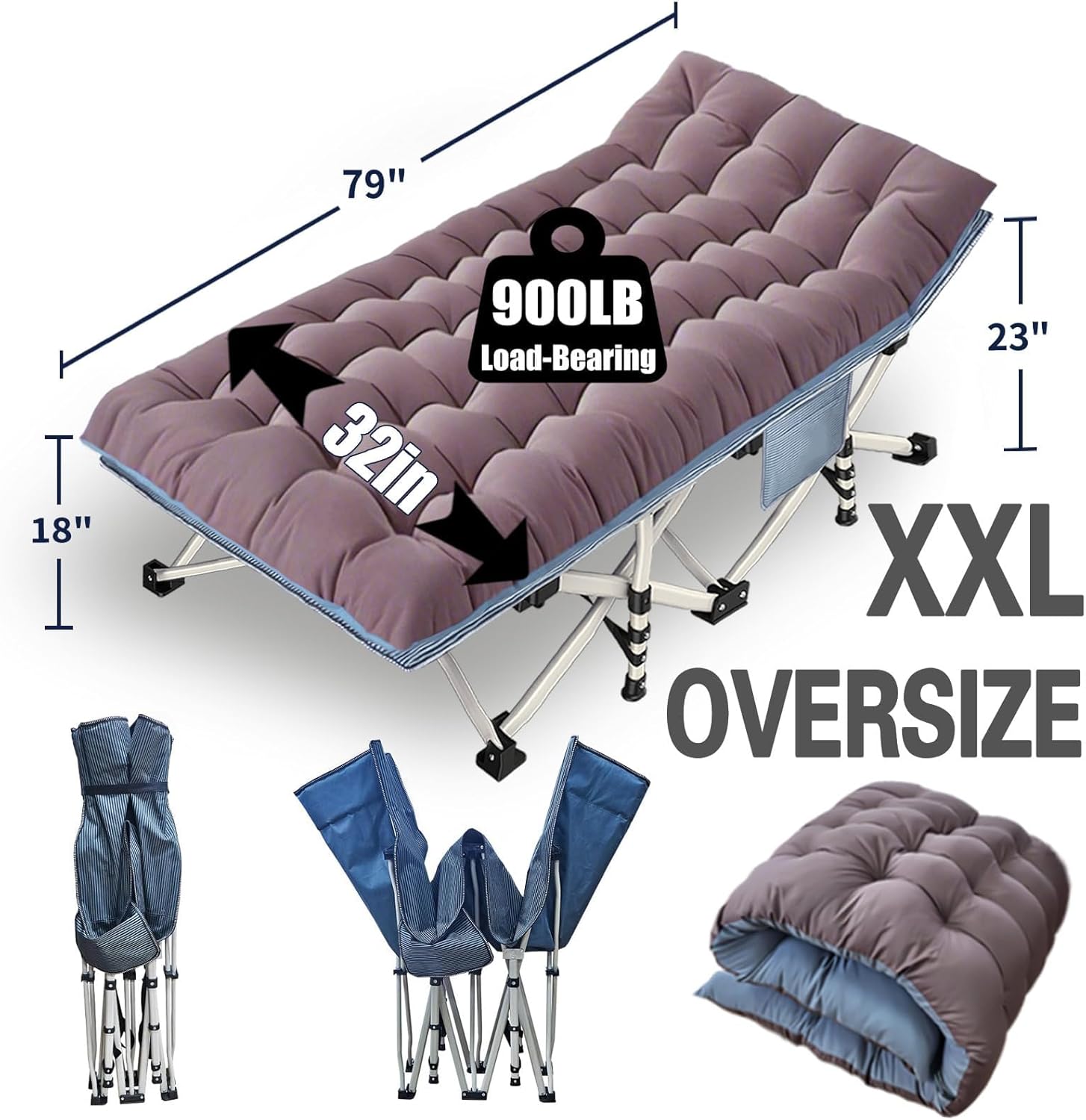 2-pack camping cots with mattresses, comfortable sleeping beds, adult camping cots, 2-person folding beds, heavy-duty sleeping beds wourant
