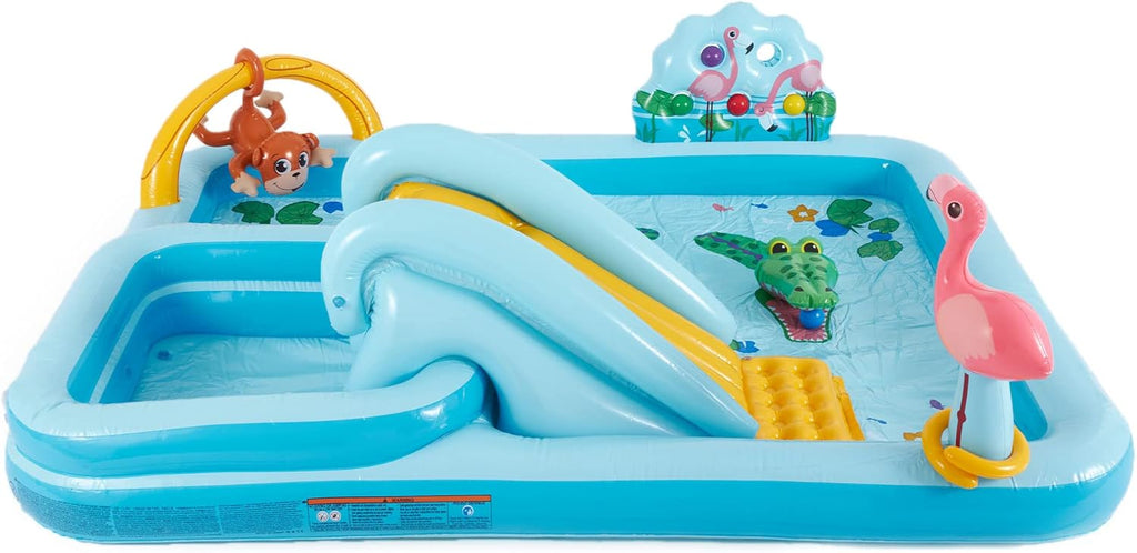 Intex 96" x 78" x 28" Inflatable Jungle Adventure Play Center Spray Kiddie Pool - Backyard Kids Water Slide, Outdoor Blow-Up Splash Pad for Toddlers wourant