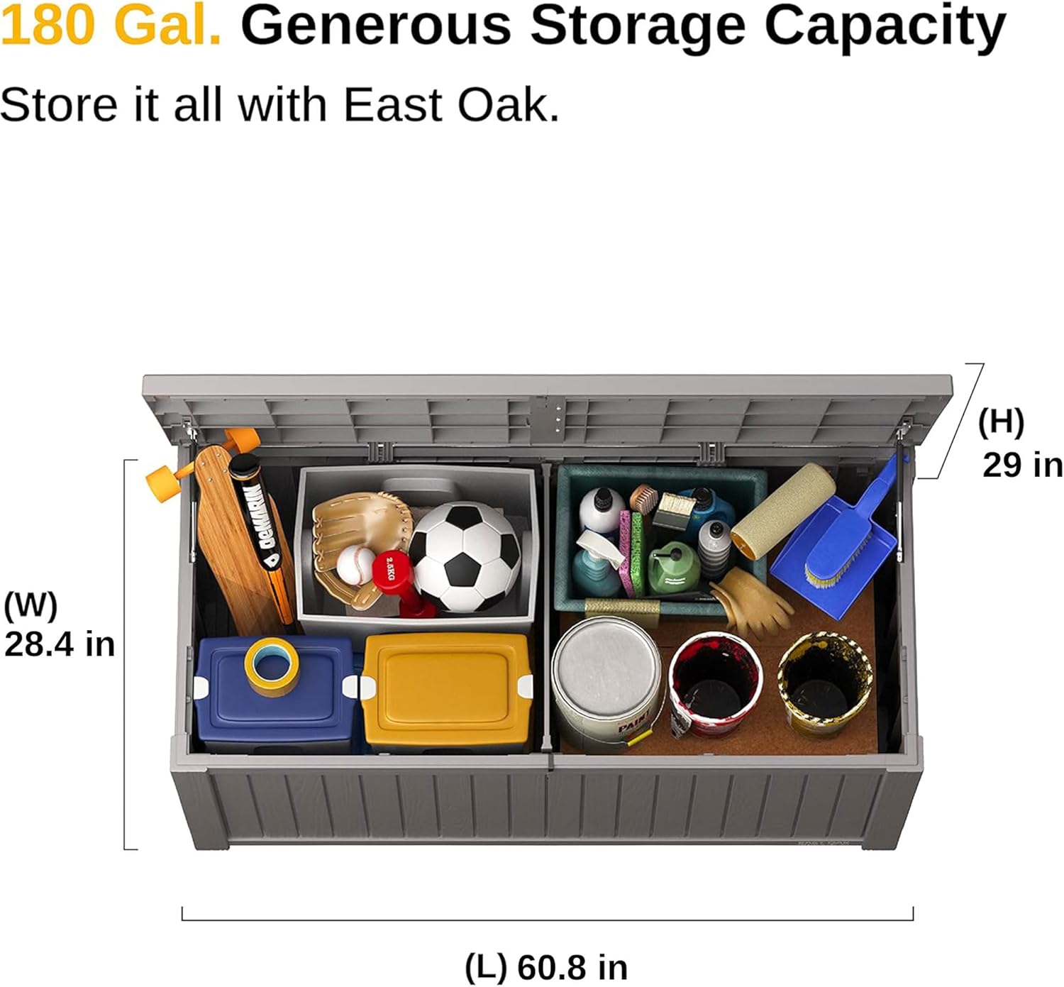 EAST OAK Outdoor Storage Box, 60 Gallon Deck Box Indoor and Outdoor Use, Waterproof Resin Storage Bin wourant