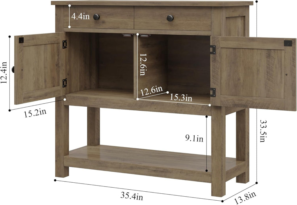 Farmhouse style console table coffee bar, entry table with storage rack, sofa table buffet sideboard wourant