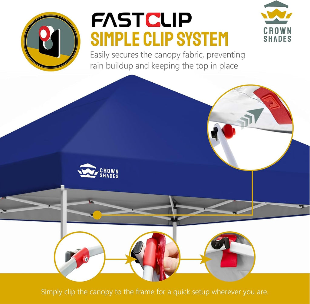 10x10 Pop-Up Awning - One-Click Installation Beach Tent - Outdoor Sunshade Silver Coated Top, 3 Heights and 4 Sand Pockets wourant