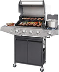 Unovivy 4-Burner Propane Gas Grill with Side Burner, Portable BBQ Grills with Oil Tray wourant