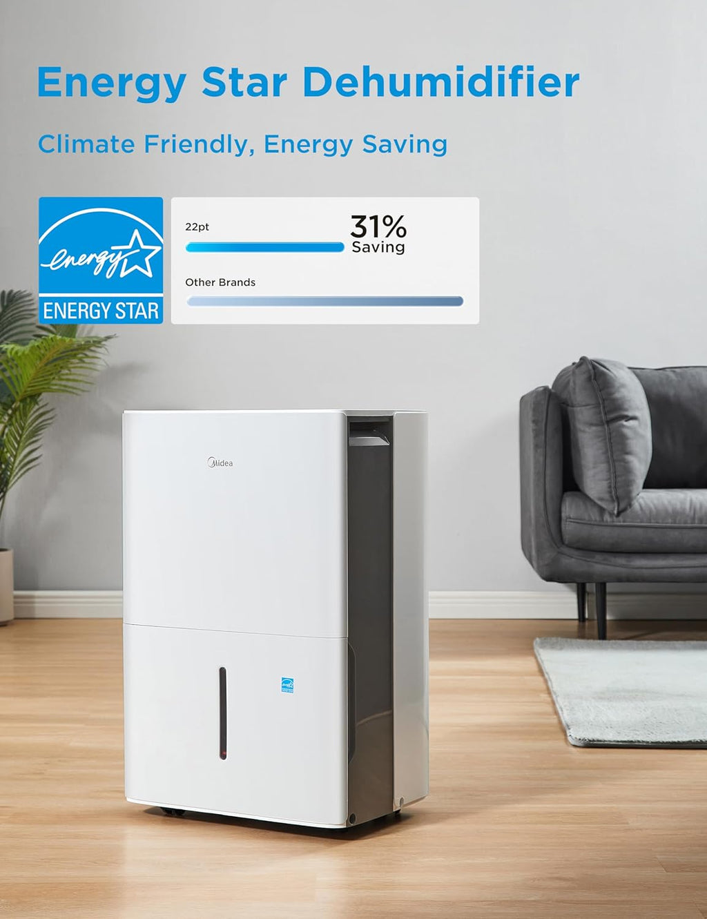 Midea 4,500 Sq. Ft. Dehumidifier With Pump Included, Energy Star Certified, 50 Pint - Ideal For Basements, Large & Medium Sized Rooms, And Bathrooms (White) wourant