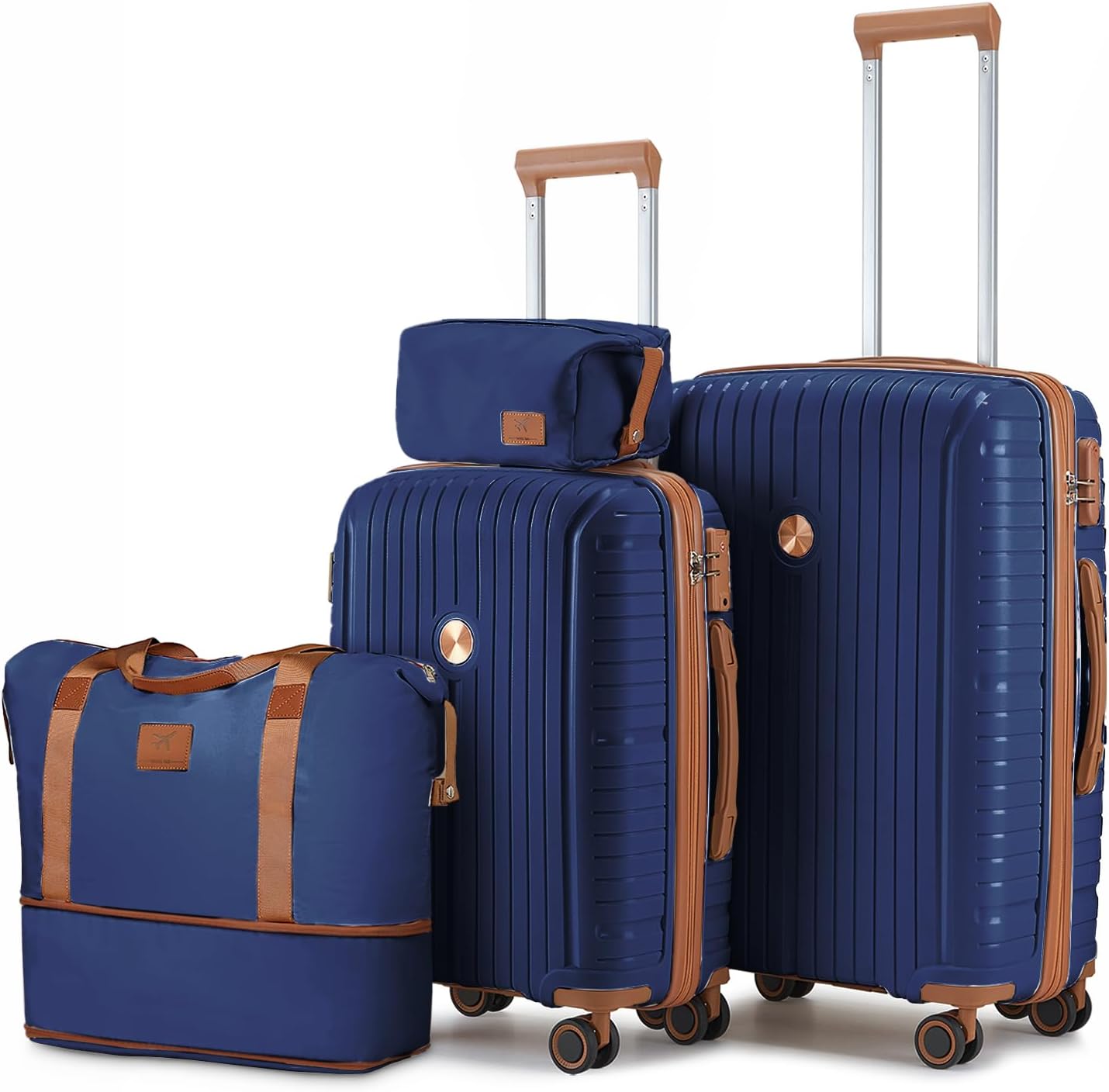 5-piece PP hardshell lightweight travel carry-on luggage set with dual spinner wheels and TSA lock wourant