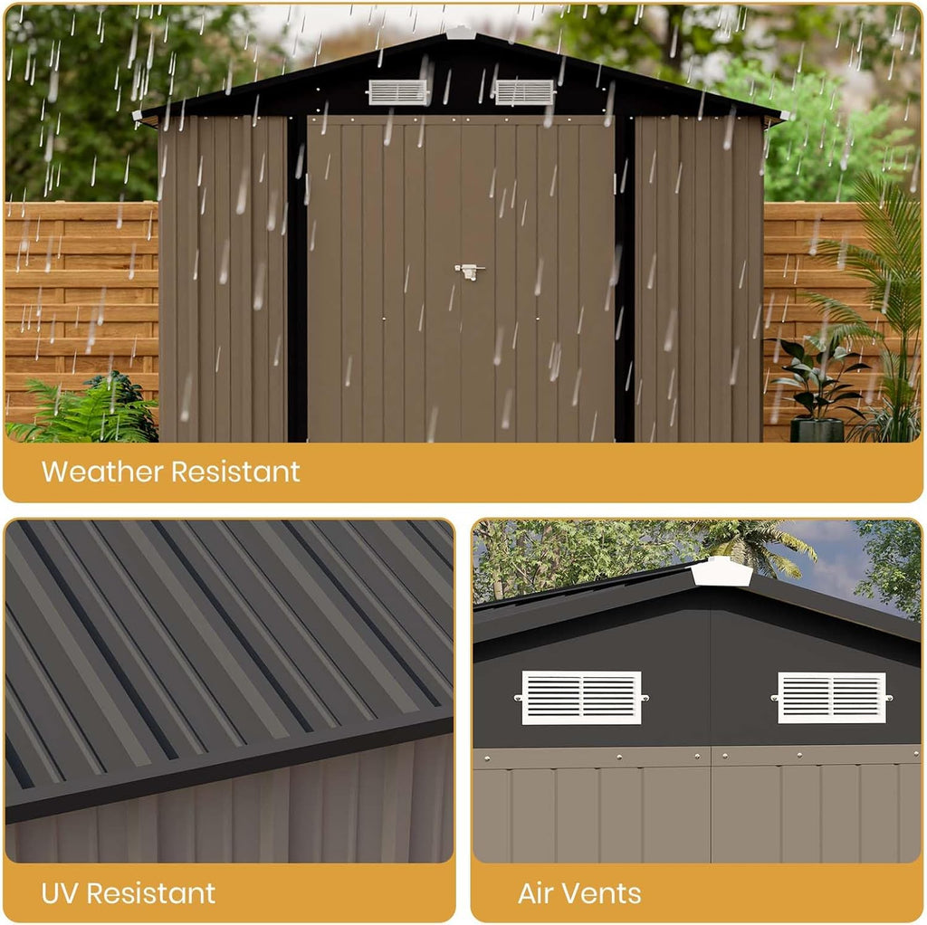 Patiowell 5x3 FT Outdoor Storage Shed Tool Shed with Sloping Roof and Lockable Door Metal Shed wourant