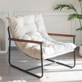 MAXYOYO Modern Accent Chair Comfy Living Room Chair with Metal Frame Wooden Armrest wourant