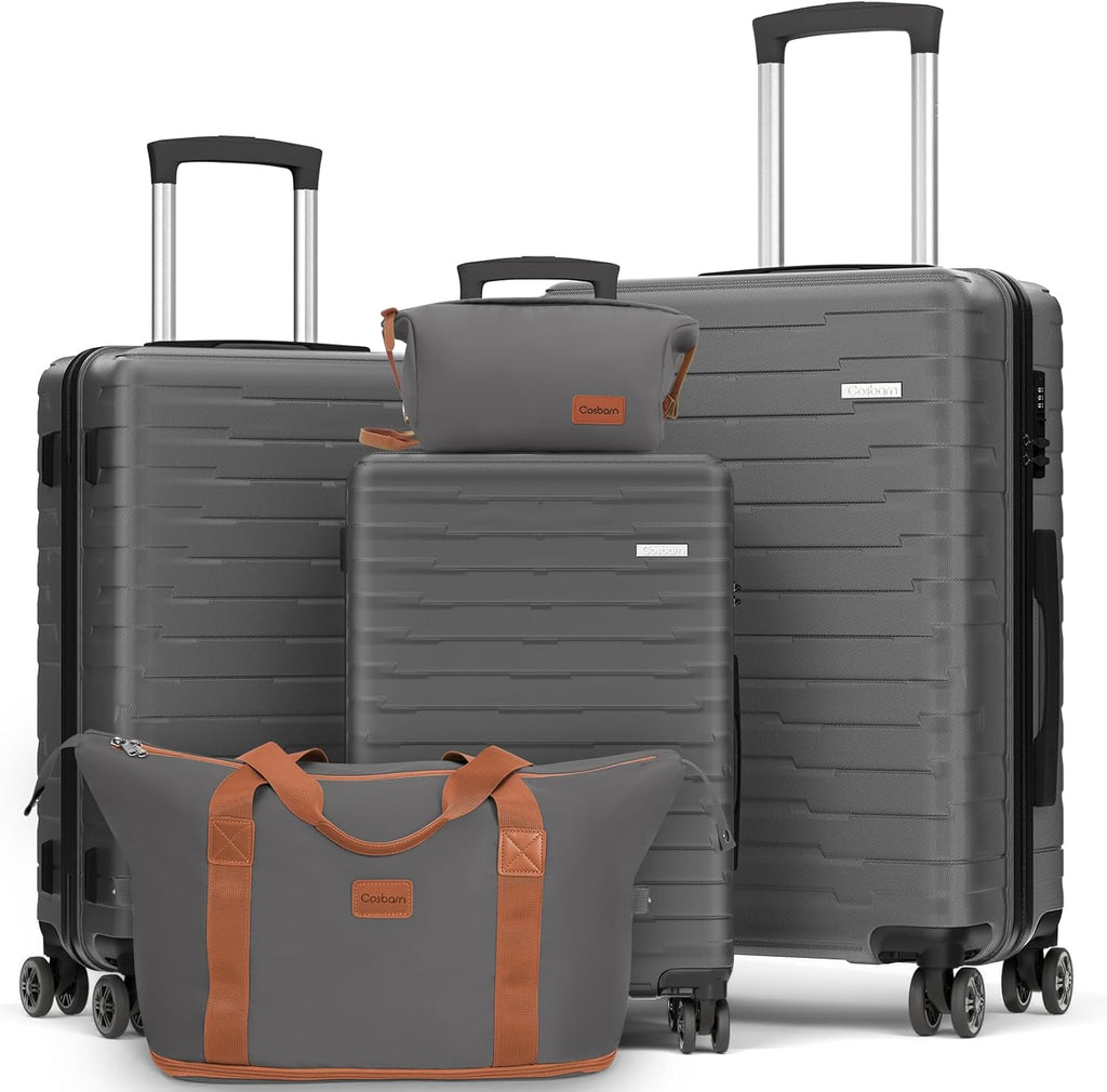5-piece luggage set with wheels, ABS hardshell suitcase with spinner wheels wourant