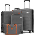 5-piece luggage set with wheels, ABS hardshell suitcase with spinner wheels wourant