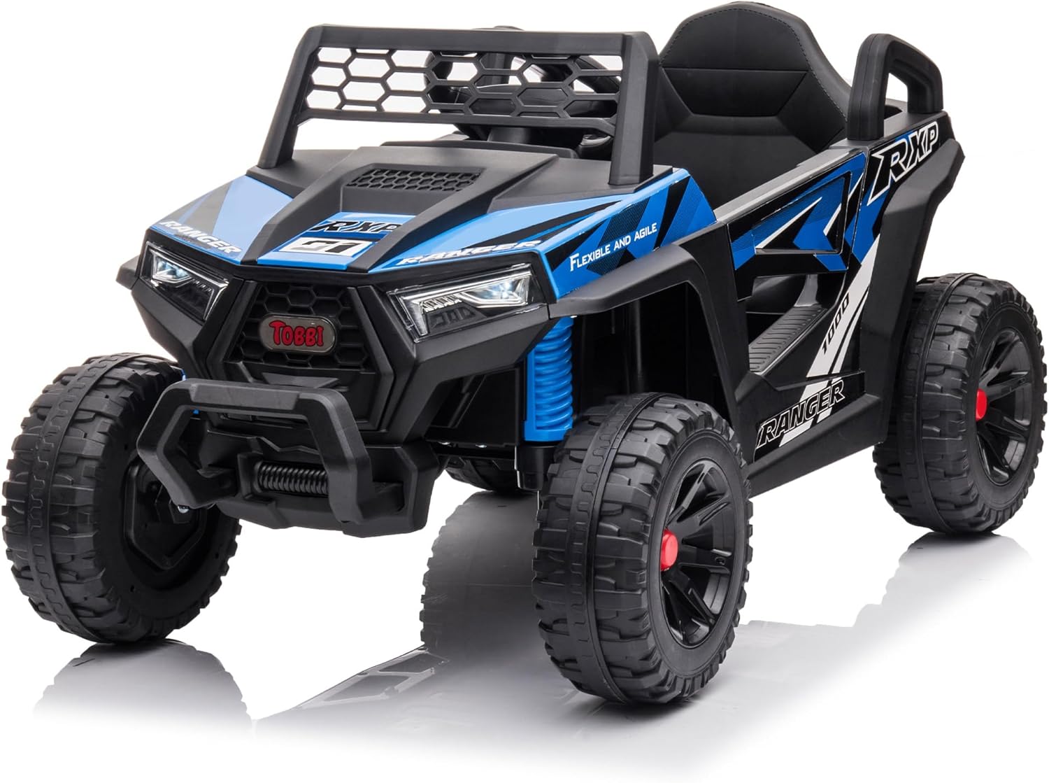TOBBI 12V Kids Ride on Car, Electric Off-Road UTV Truck with Diverse Functions, Double Open Doors, Safety Belt, Horn, Music, and Lights for Kids Aged 3-5 Years (Rose Red) wourant