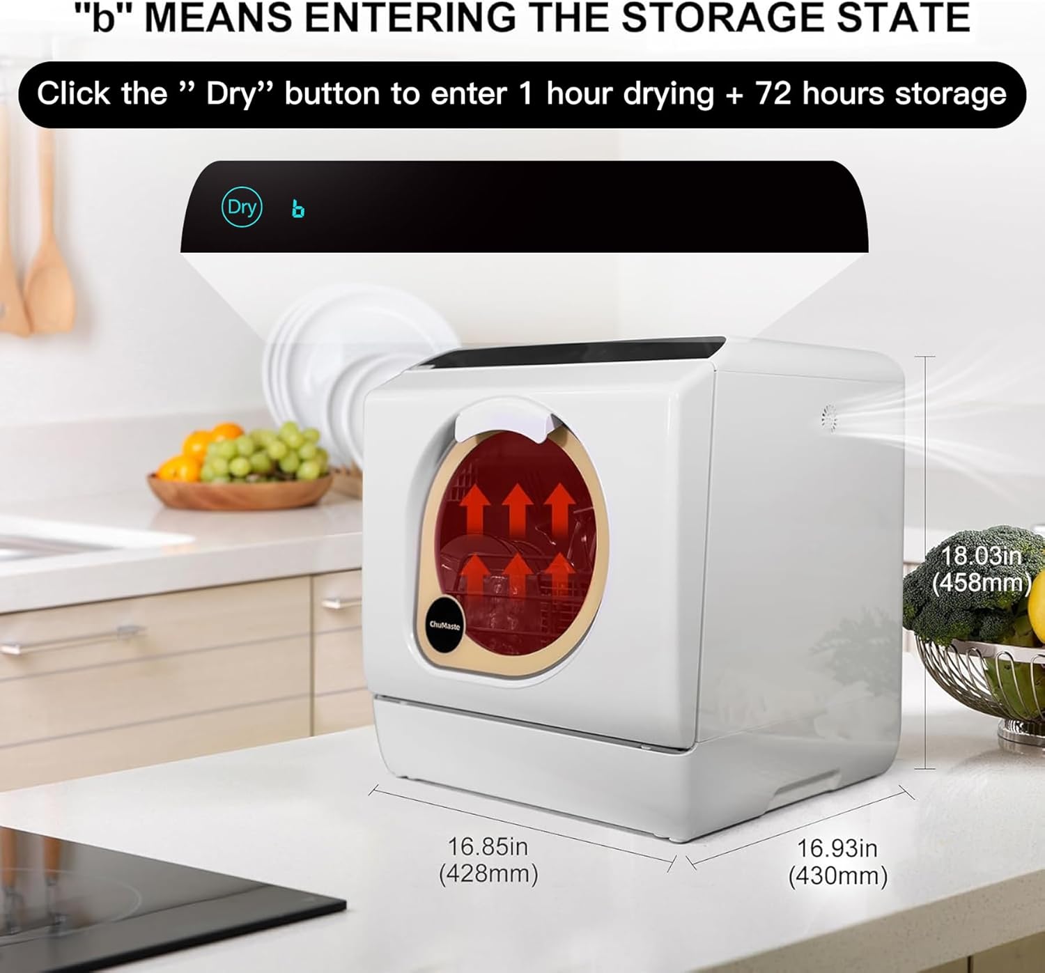 Mini countertop dishwasher. Compact dishwasher with drying function. Double spray arms. Portable countertop dishwasher wourant