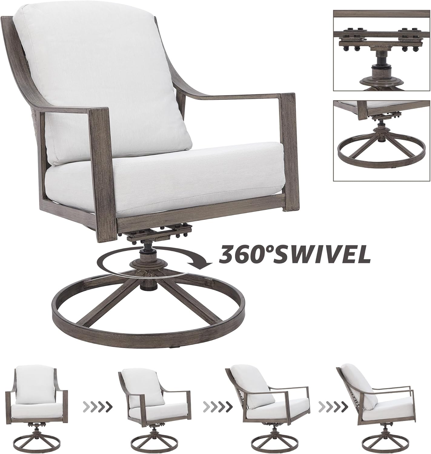 NATURAL EXPRESSIONS 5-Piece Outdoor Patio Dining Set 4pcs Patio Swivel Rocking Chairs wourant