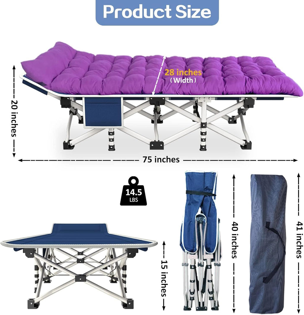 2-pack camping cots with mattresses, comfortable sleeping beds, adult camping cots, 2-person folding beds, heavy-duty sleeping beds wourant