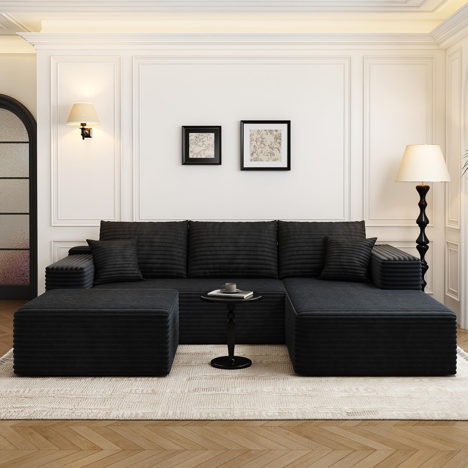 107.5 inch Cloud Modular Sectional Sofa with L-Shaped Chaise Lounge, Modern Minimalist Upholstered Sofa Deep Seating Corner Sofa wourant