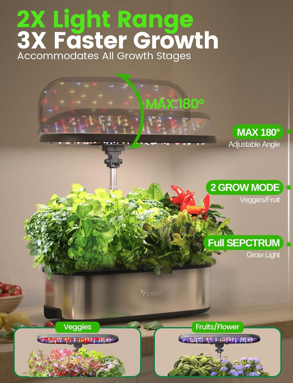 Hydroponic Planting System, 12 Indoor Smart Herb Garden Set, Indoor Garden, App and WiFi Control, with 24W Grow LED, 5.5L Water Tank, Pump System, Automatic Timer wourant
