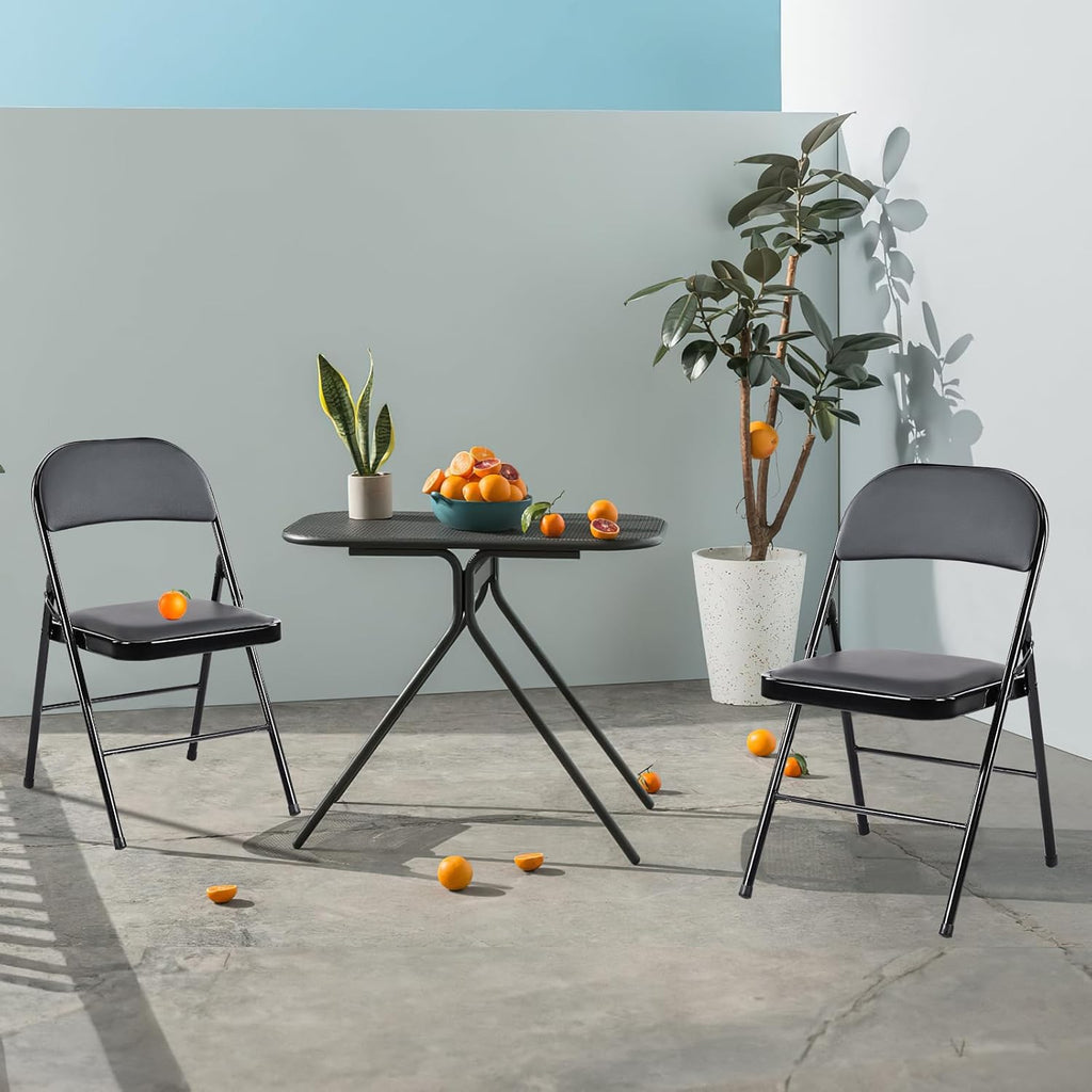Sweetcrispy Folding Chair 12 Pack, Leather Padded Folding Chairs, Sturdy Metal Foldable Chairs wourant