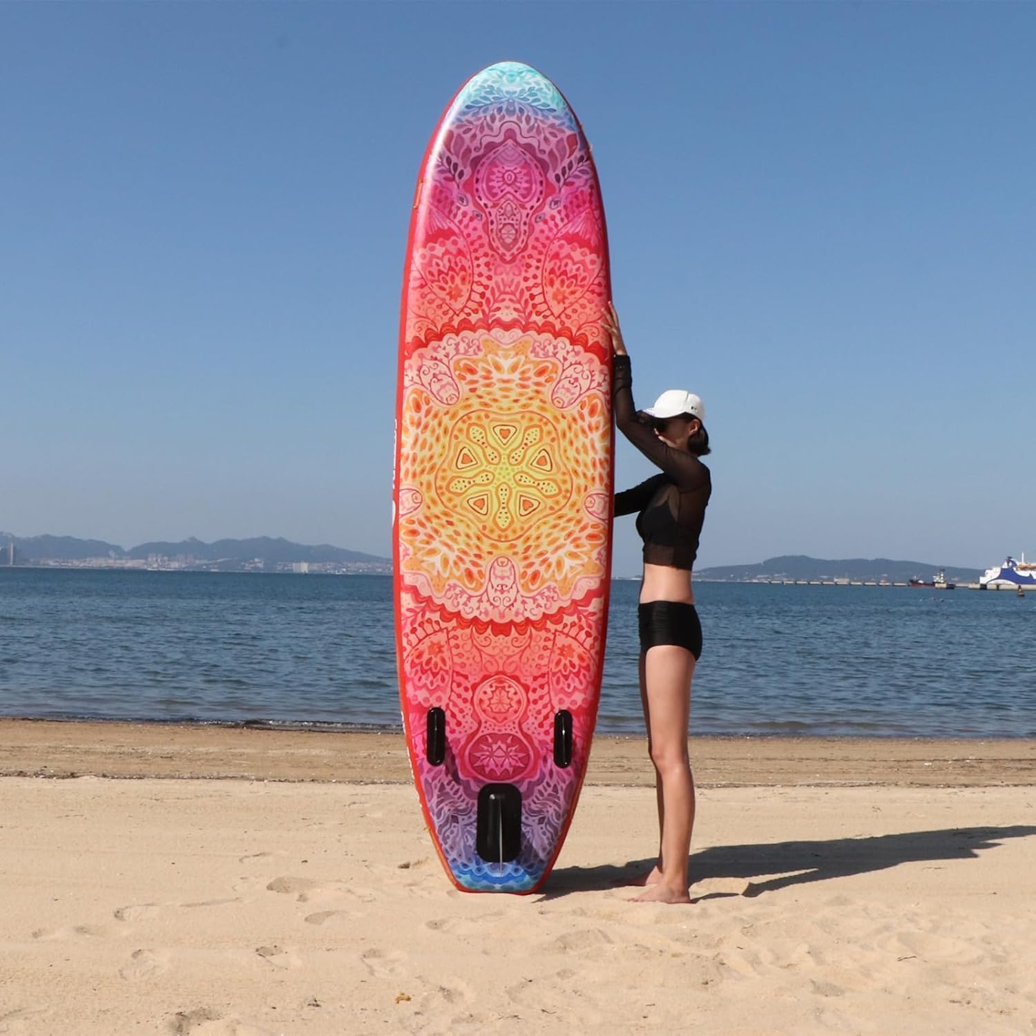 Inflatable wide SUP board with SUP carrying bag, hand pump, 10L waterproof bag and adjustable paddle wourant
