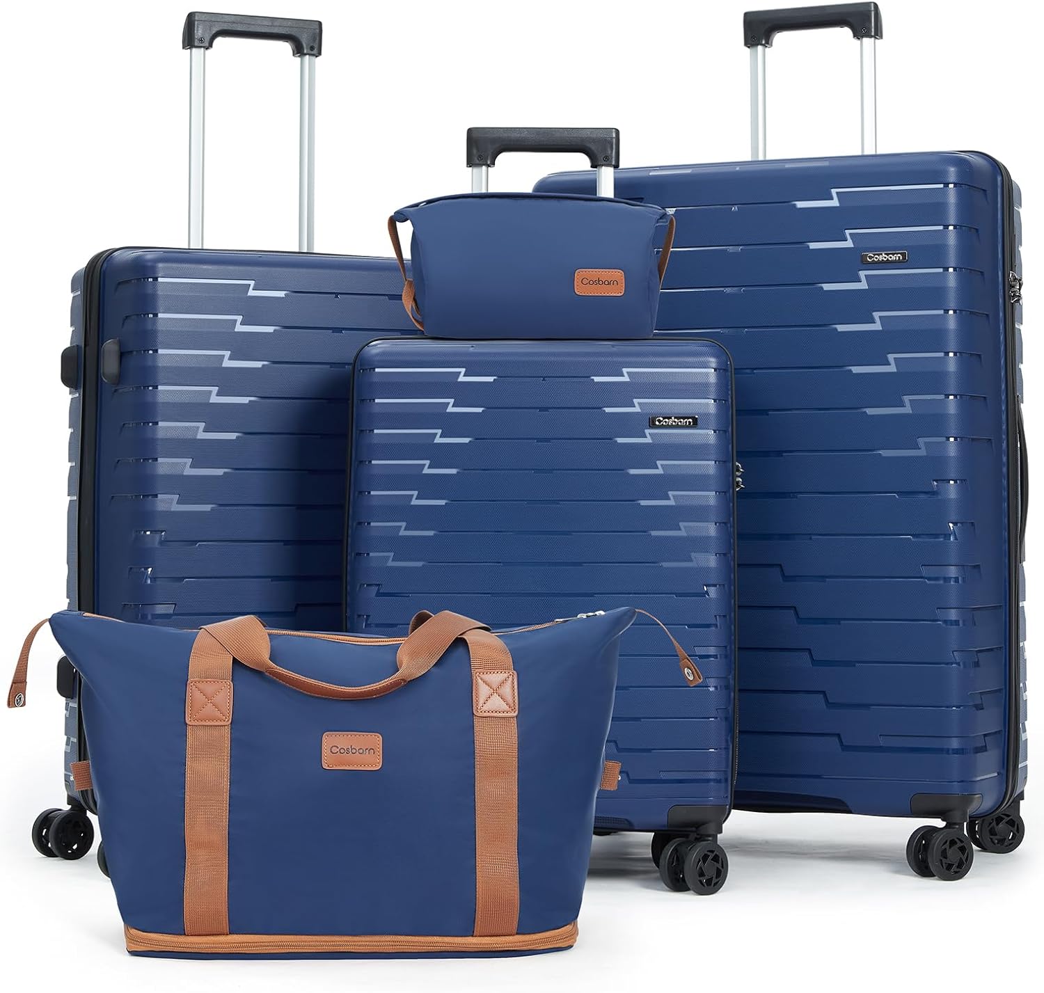 5-piece luggage set with wheels, ABS hardshell suitcase with spinner wheels wourant