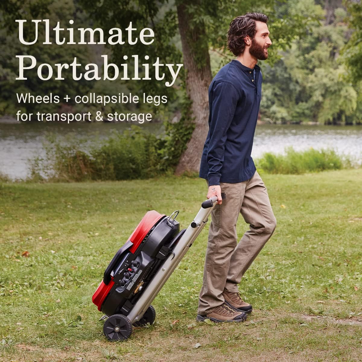 RoadTrip 285 Portable Stand-Up Propane Grill with 3 Adjustable Burners & Instastart Ignition, 20,000 BTUs of Power for Outdoor Cooking, Camping, Tailgating, Grilling, BBQs, & More wourant
